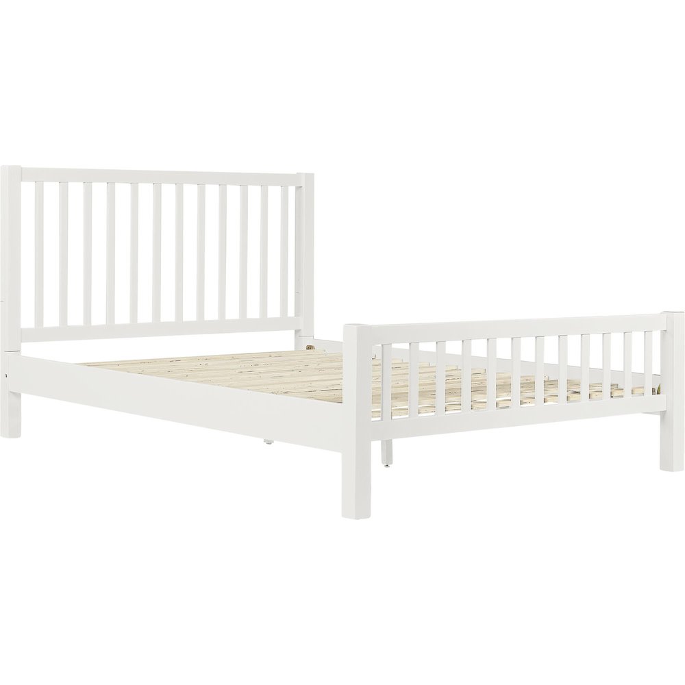 White Slat Back Solid Wood Queen Bed Frame