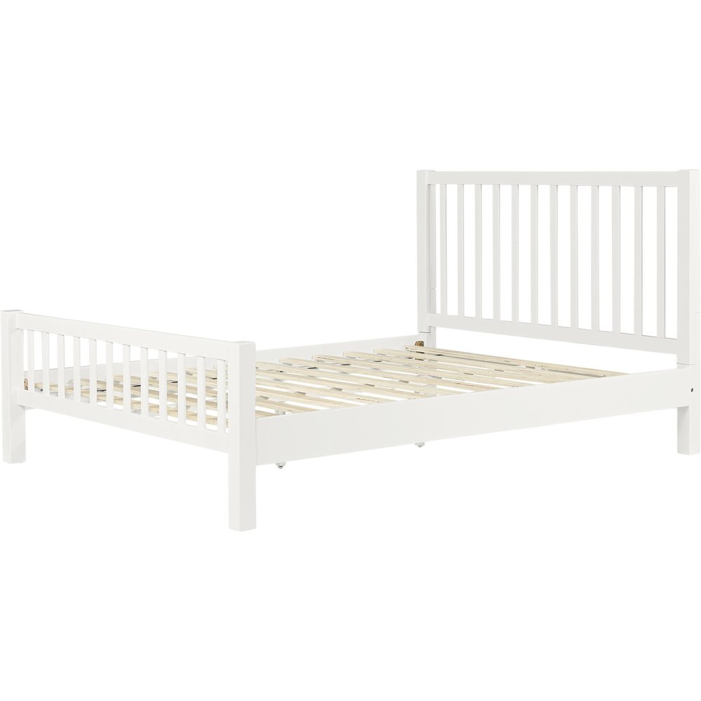 White Slat Back Solid Wood Queen Bed Frame