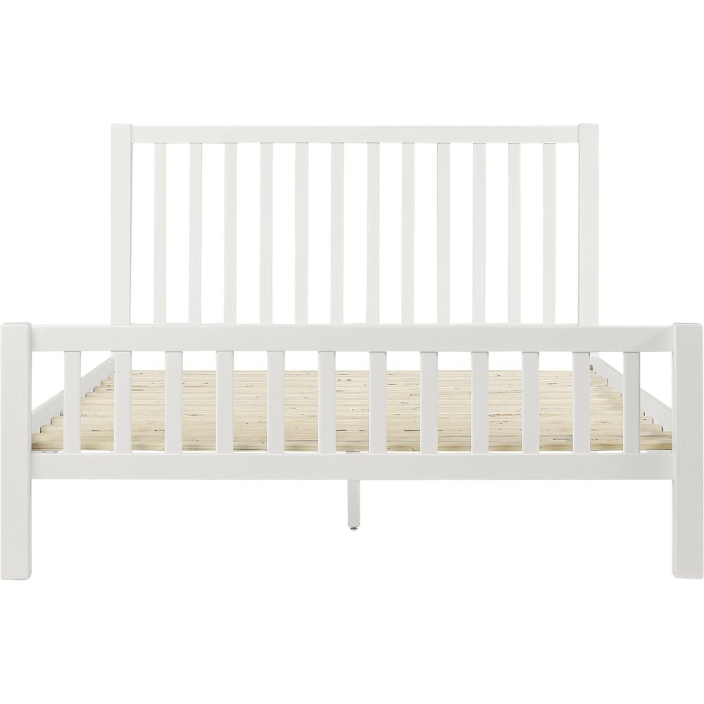 White Slat Back Solid Wood Queen Bed Frame