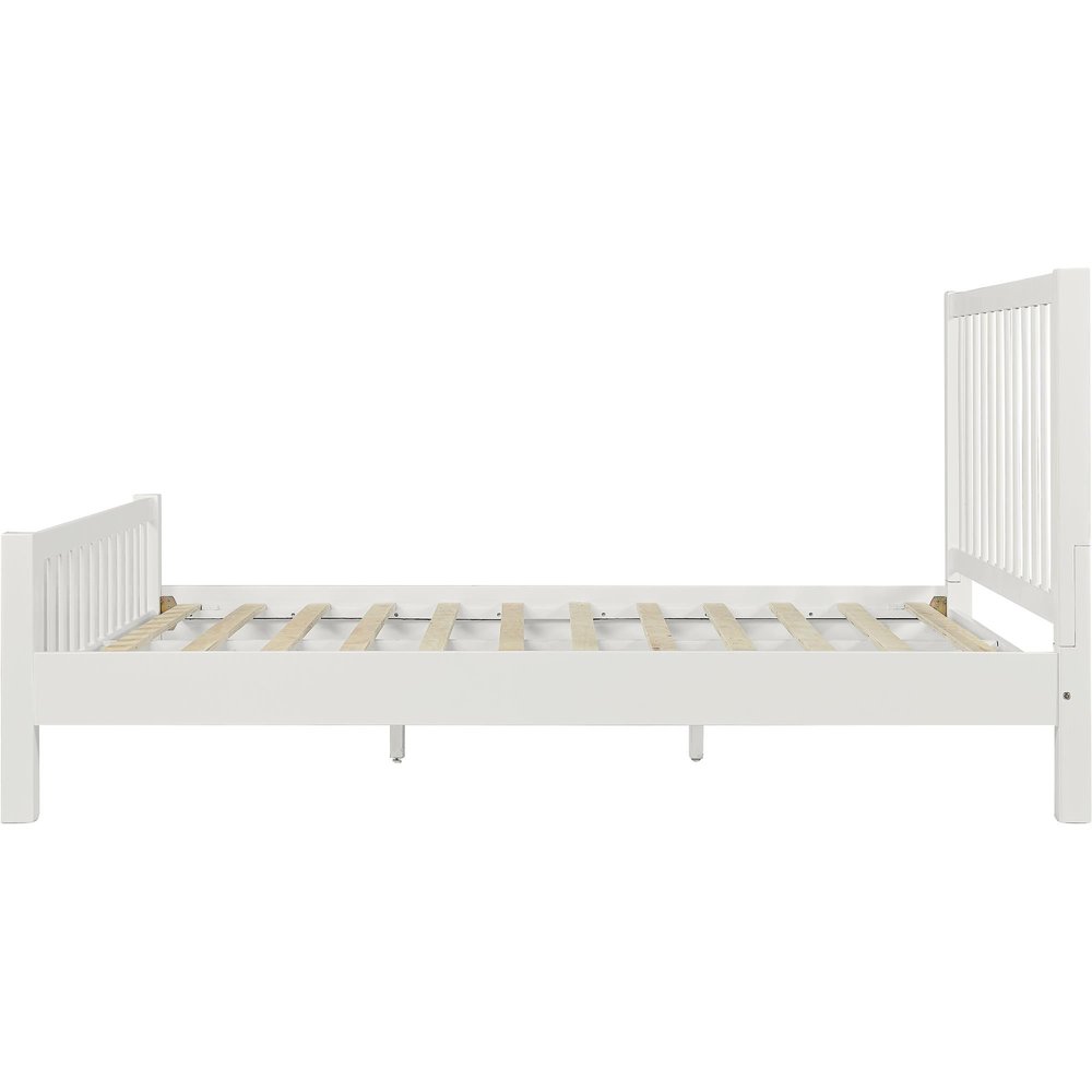 White Slat Back Solid Wood Queen Bed Frame