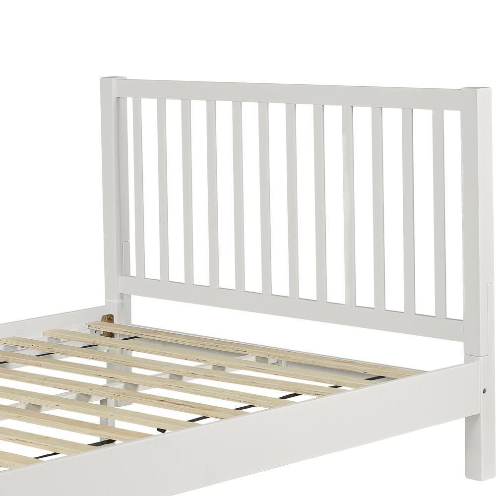 White Slat Back Solid Wood Queen Bed Frame