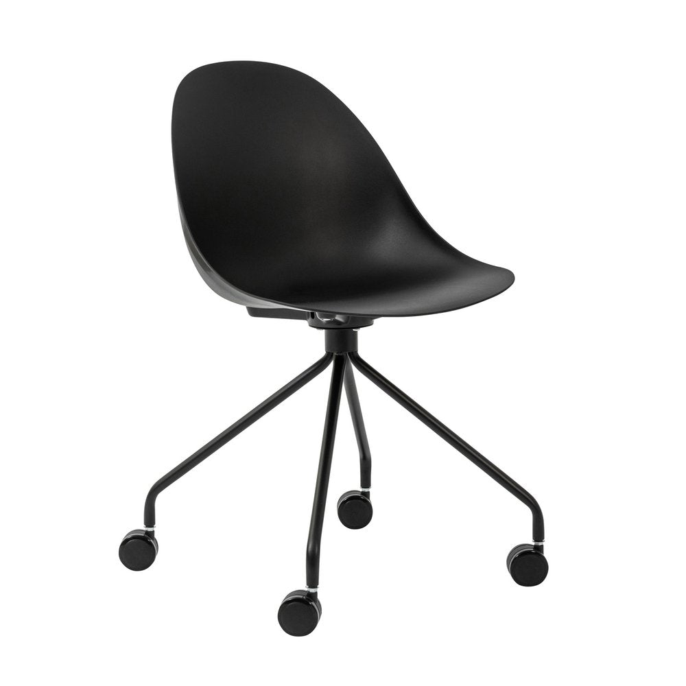 Black Steel and Heavy Duty Plastic Swivel Rolling Conference Office Chair