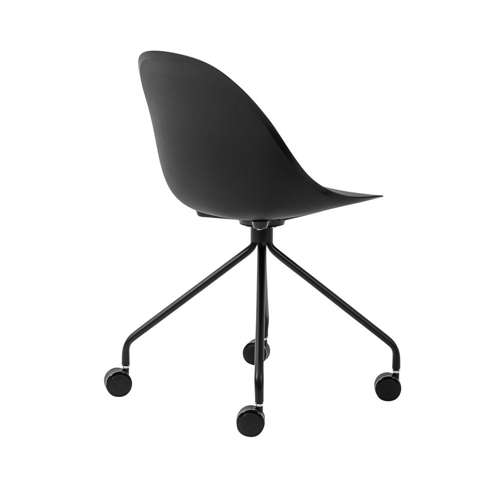 Black Steel and Heavy Duty Plastic Swivel Rolling Conference Office Chair