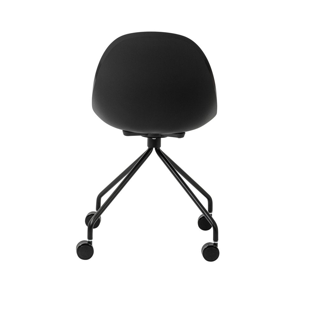 Black Steel and Heavy Duty Plastic Swivel Rolling Conference Office Chair