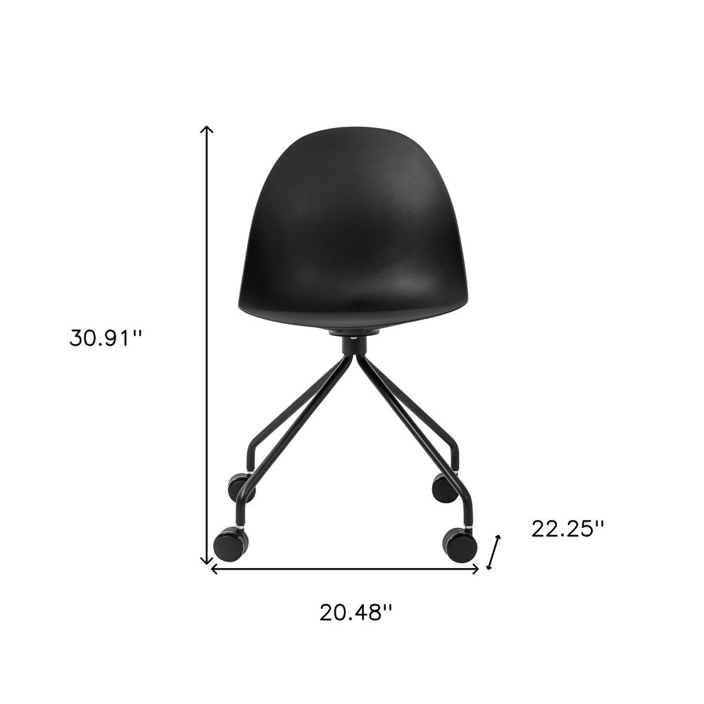 Black Steel and Heavy Duty Plastic Swivel Rolling Conference Office Chair