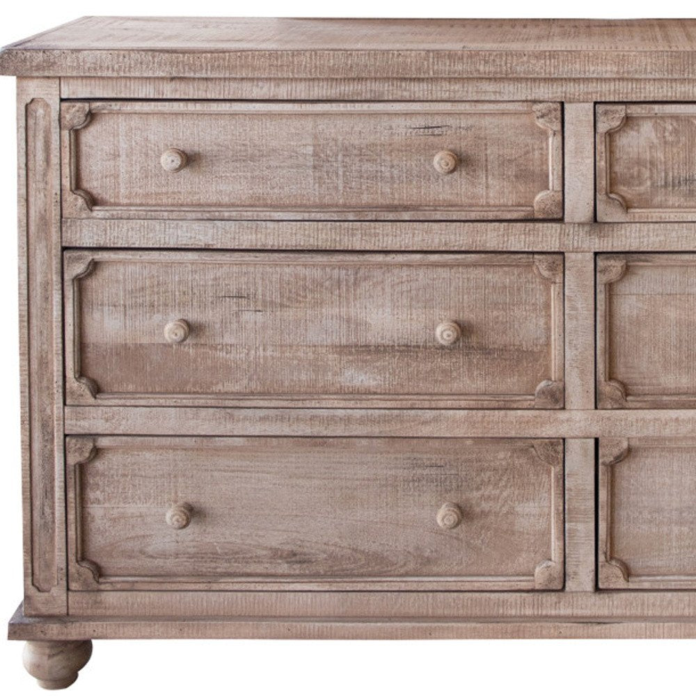Cómoda doble de seis cajones de madera maciza natural de 70"