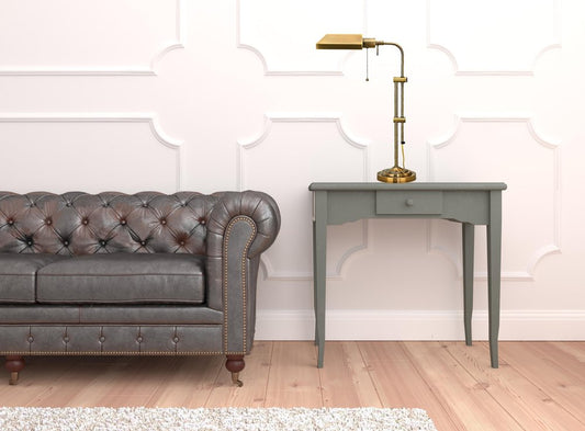 Lámpara de mesa ajustable de metal bronce de 26" con pantalla rectangular de latón envejecido