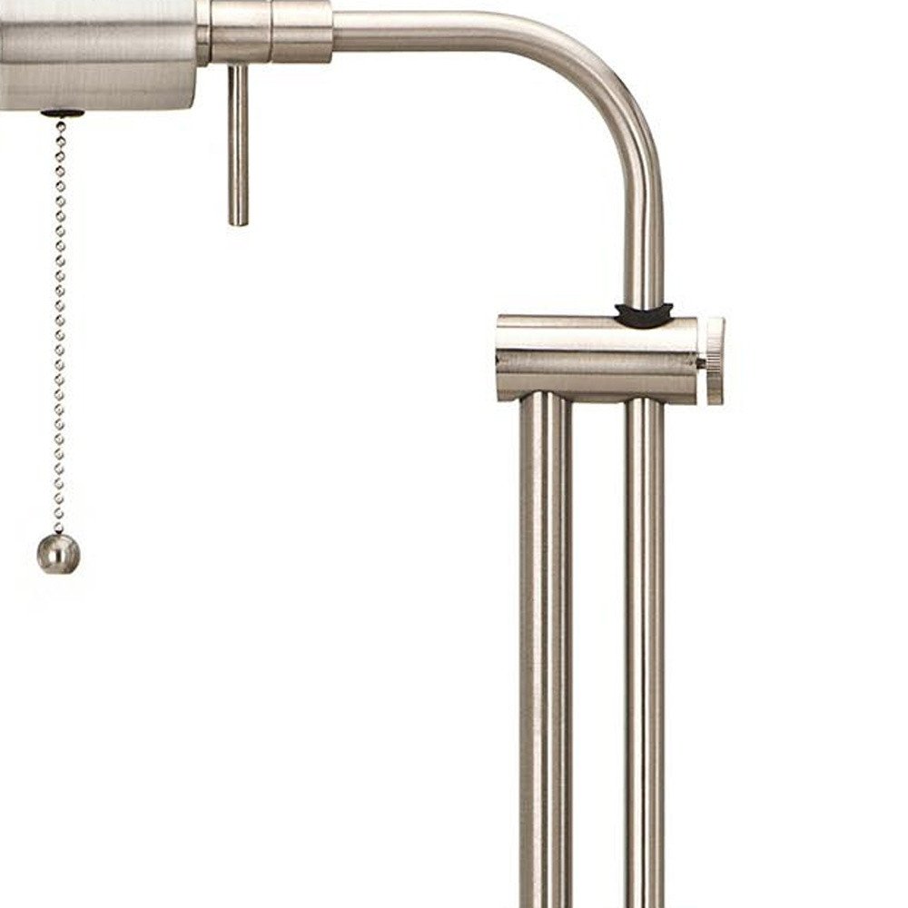 Lámpara de mesa ajustable de metal niquelado de 26" con pantalla rectangular de níquel