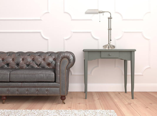 Lámpara de mesa ajustable de metal niquelado de 26" con pantalla rectangular de níquel
