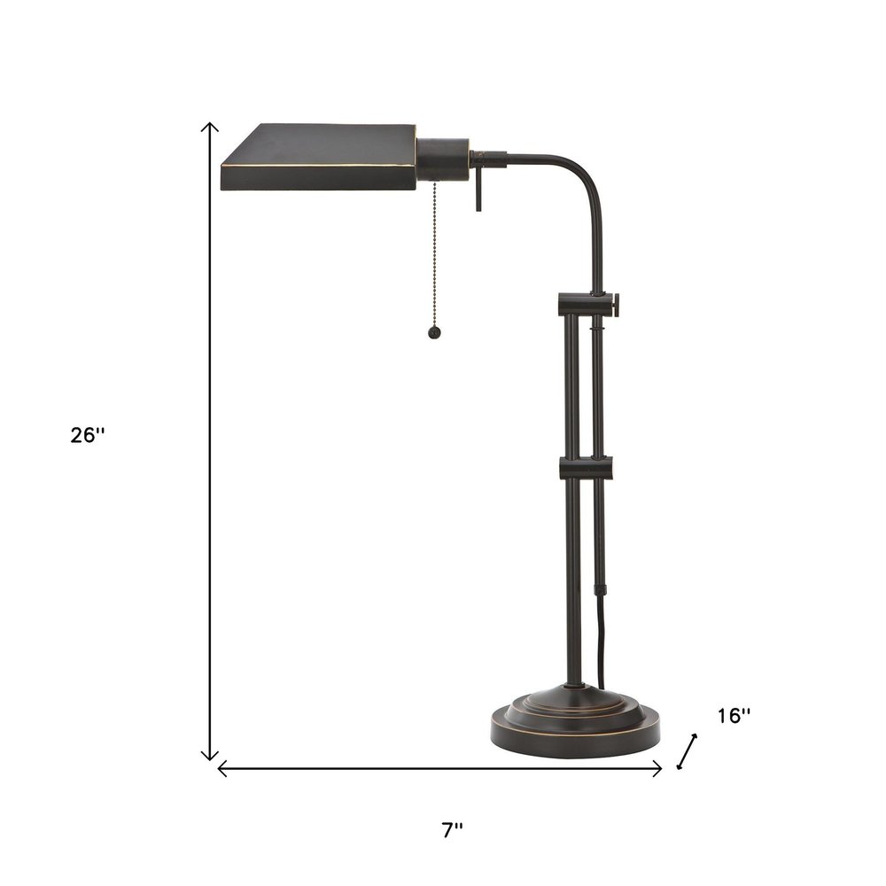Lámpara de mesa ajustable de metal bronce de 26" con pantalla rectangular de bronce