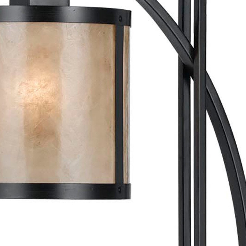 Lámpara de mesa tipo farol de metal negro de 26" con pantalla de tambor blanca