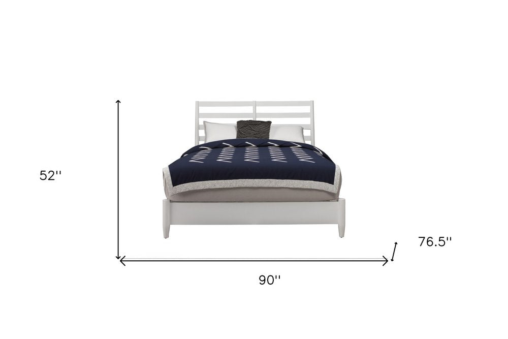 White Slat Back Solid Wood California King Bed Frame