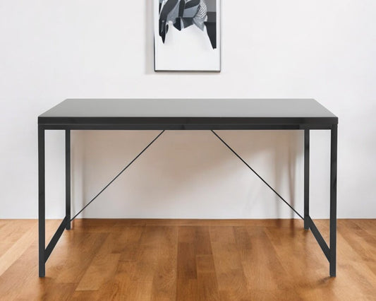 47" Black Wood and Stainless Steel Writing Desk