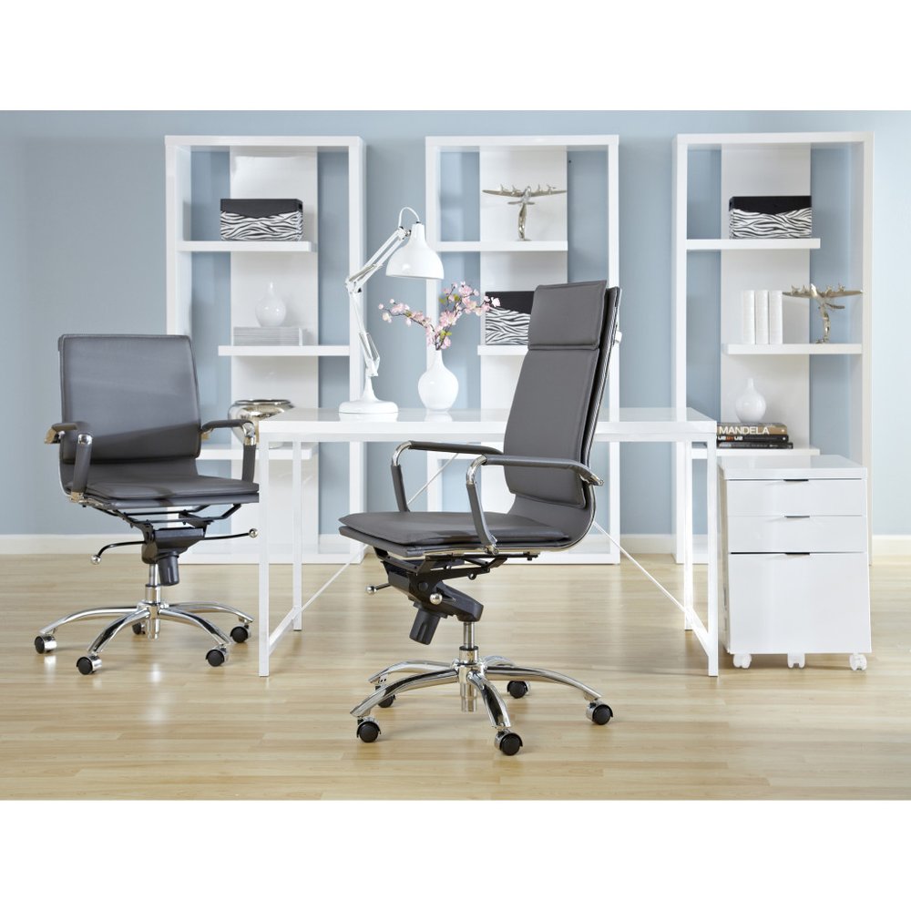 47" White Wood and Stainless Steel Writing Desk