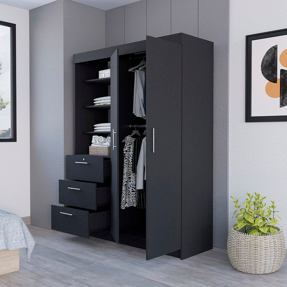 59" White Three Drawer Combo Dresser