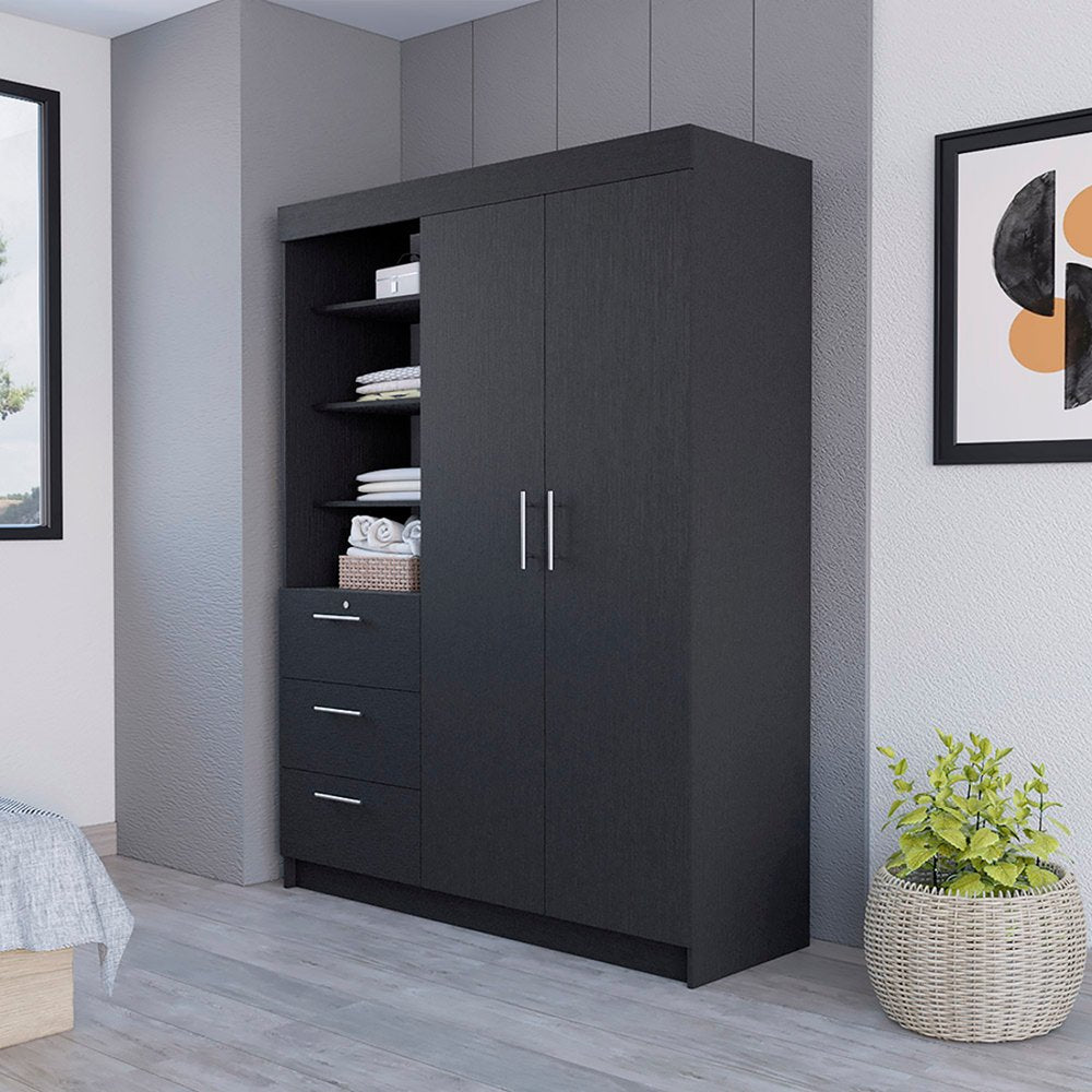 59" White Three Drawer Combo Dresser