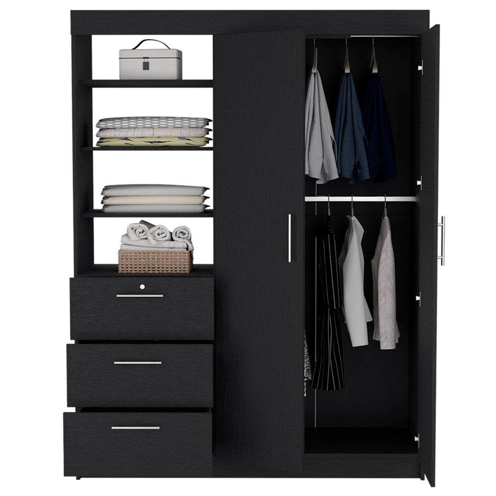 59" White Three Drawer Combo Dresser