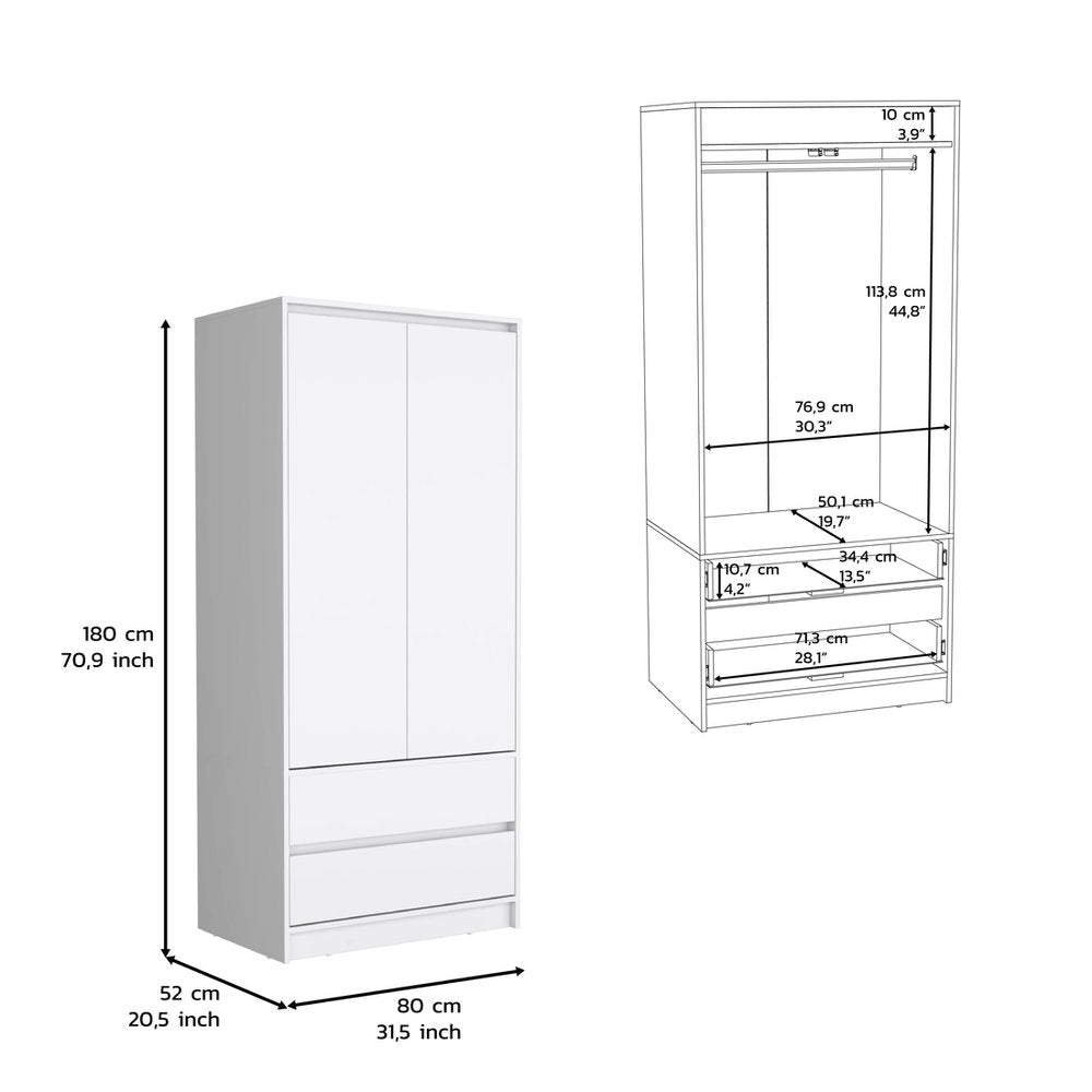 Two Piece White Bedroom Set