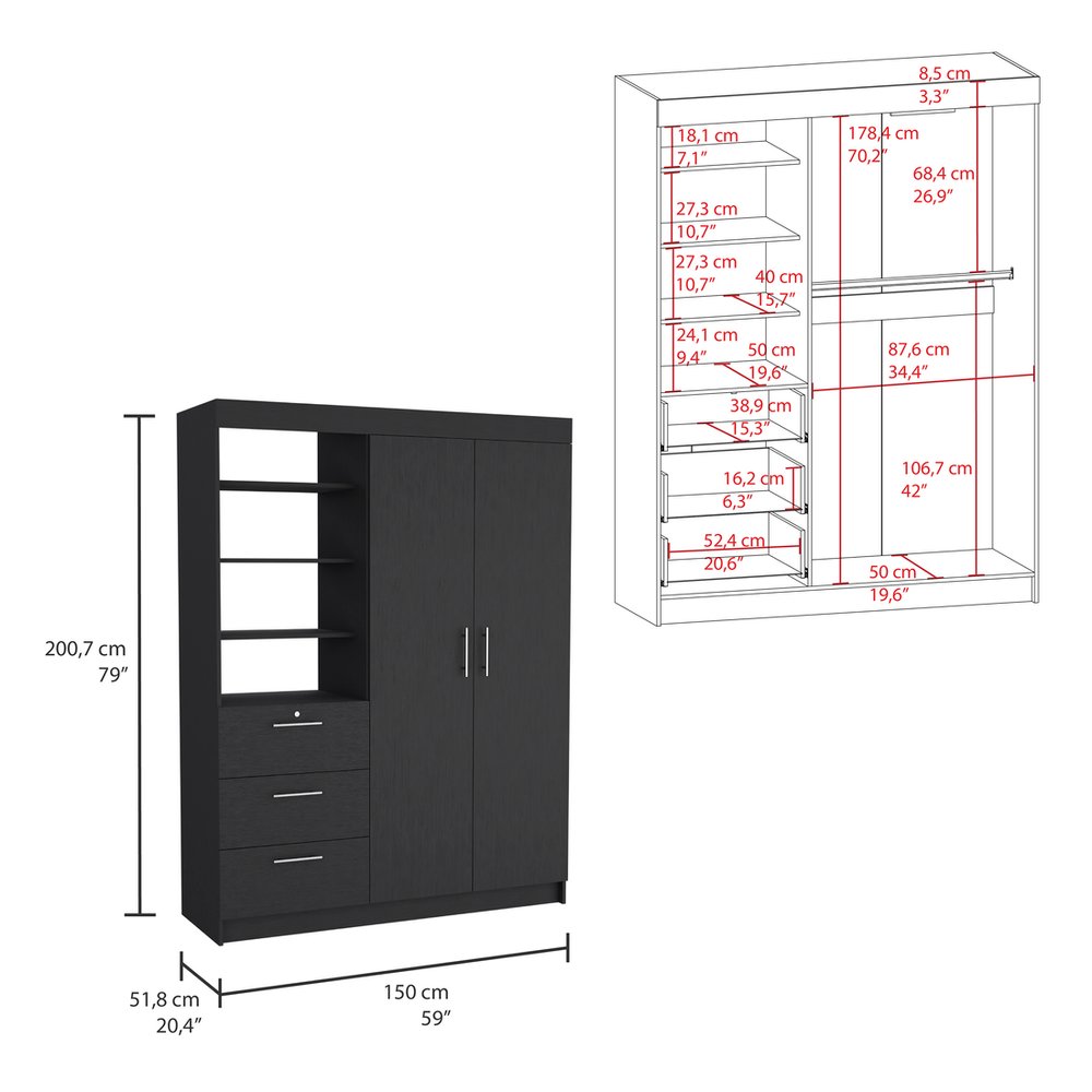 Two Piece Black Bedroom Set
