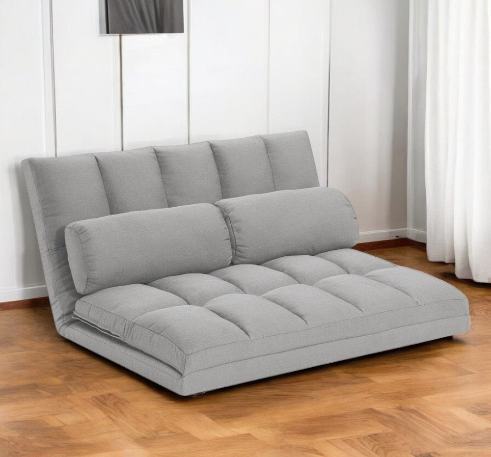 Sofá cama convertible tipo futón gris de 45" con cojines