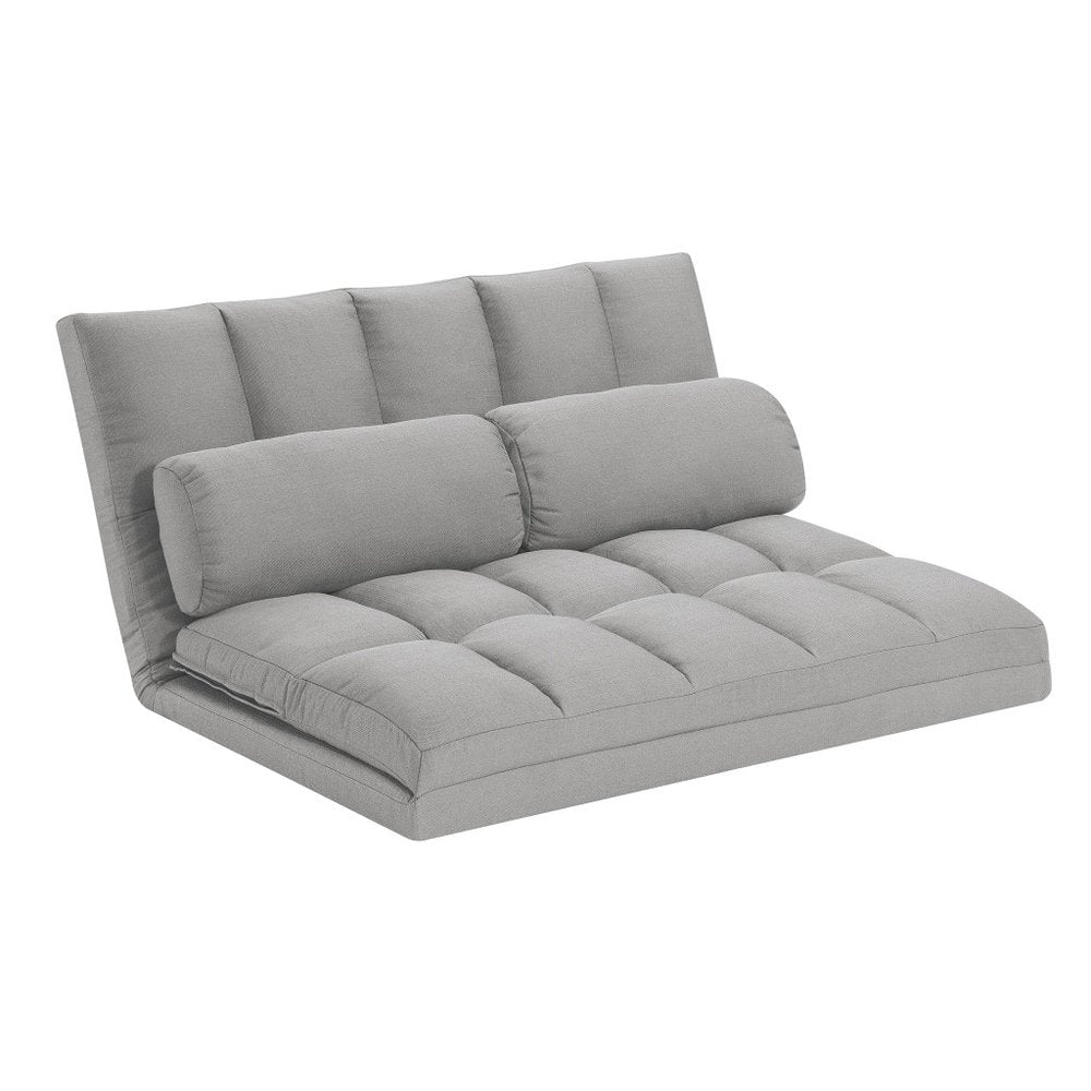 Sofá cama convertible tipo futón gris de 45" con cojines
