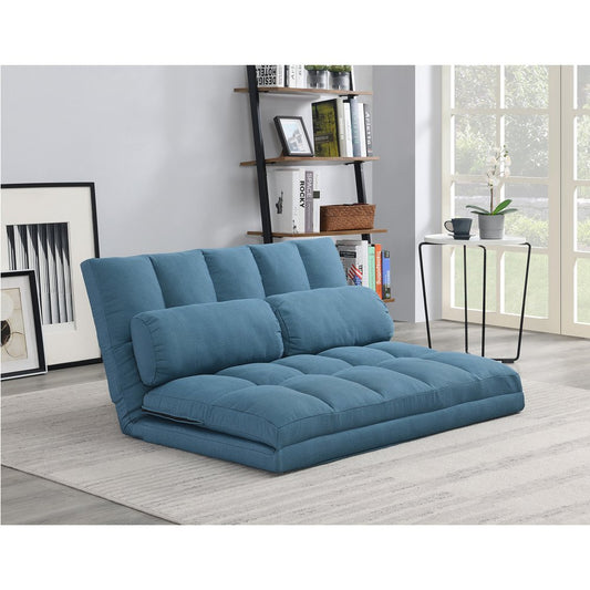 Sofá cama convertible futón azul de 45" con cojines
