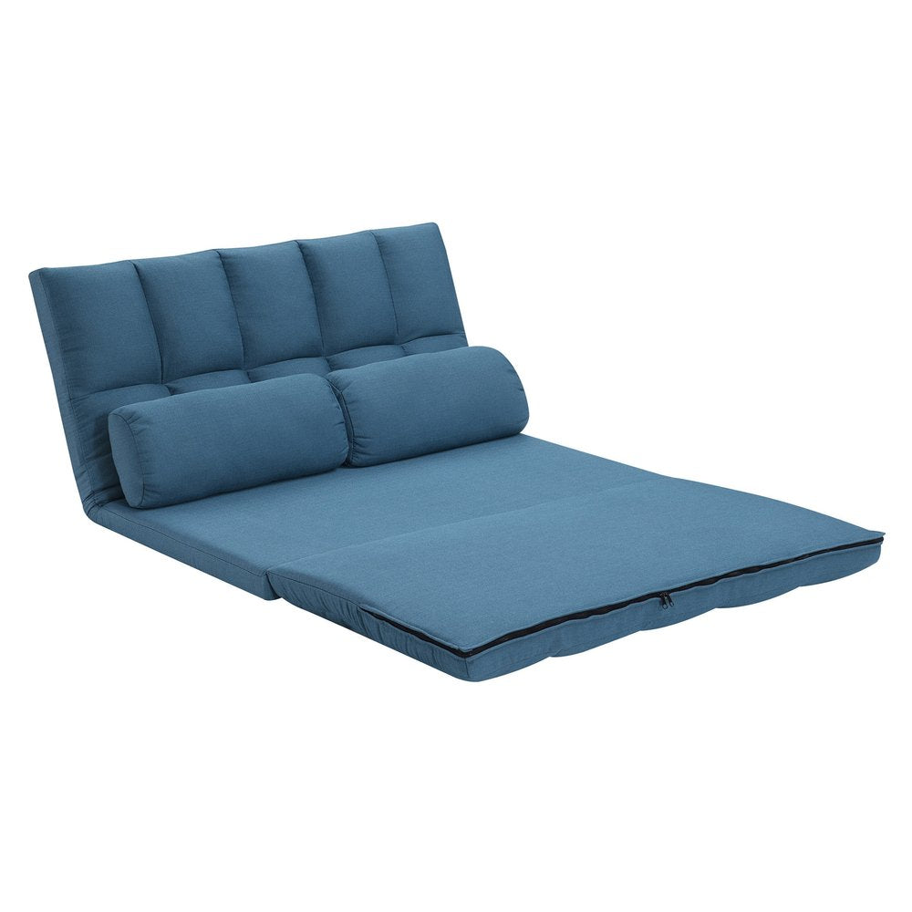 Sofá cama convertible futón azul de 45" con cojines