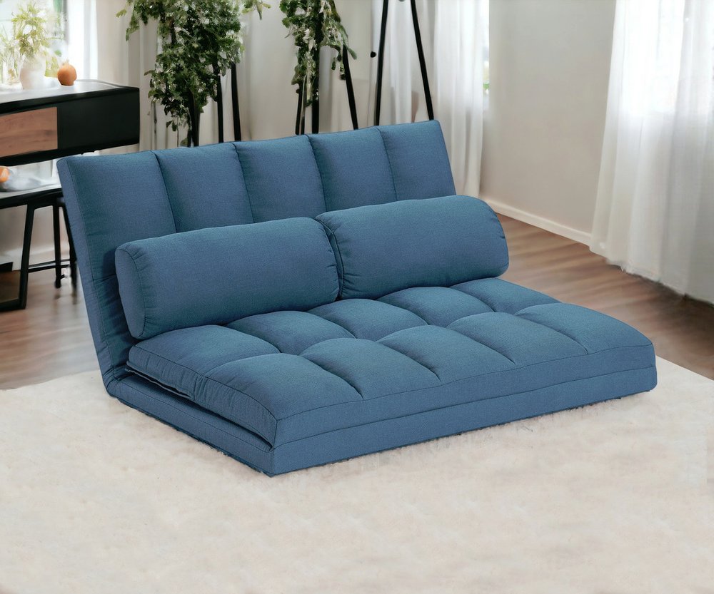 Sofá cama convertible futón azul de 45" con cojines
