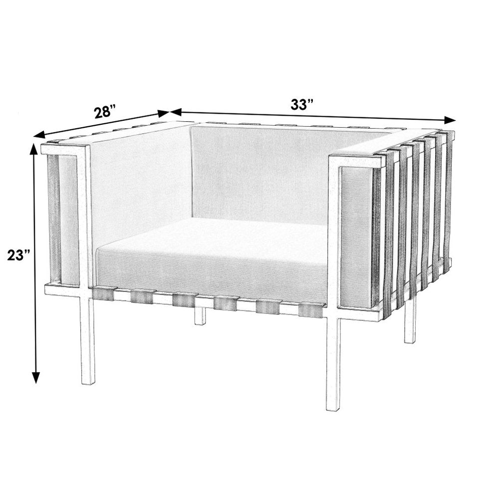 Sillón de exterior de metal negro de 83 cm con cojín blanco roto