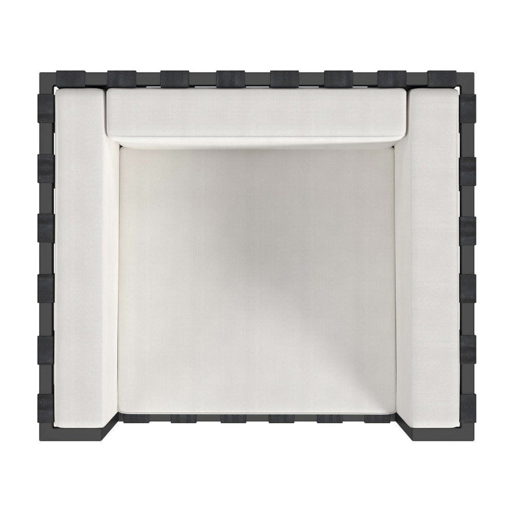 Sillón de exterior de metal negro de 83 cm con cojín blanco roto