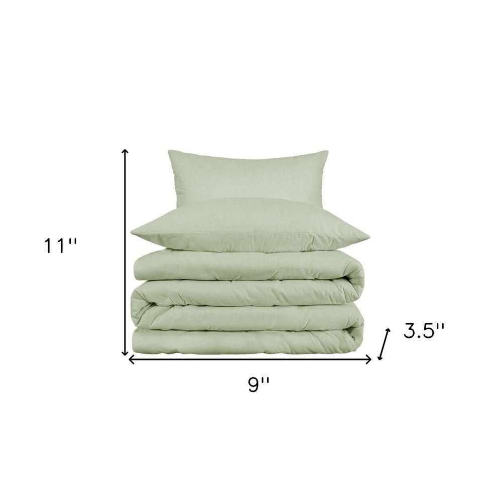 Juego de funda nórdica lavable de mezcla de algodón Queen, color verde claro, de 1000 hilos
