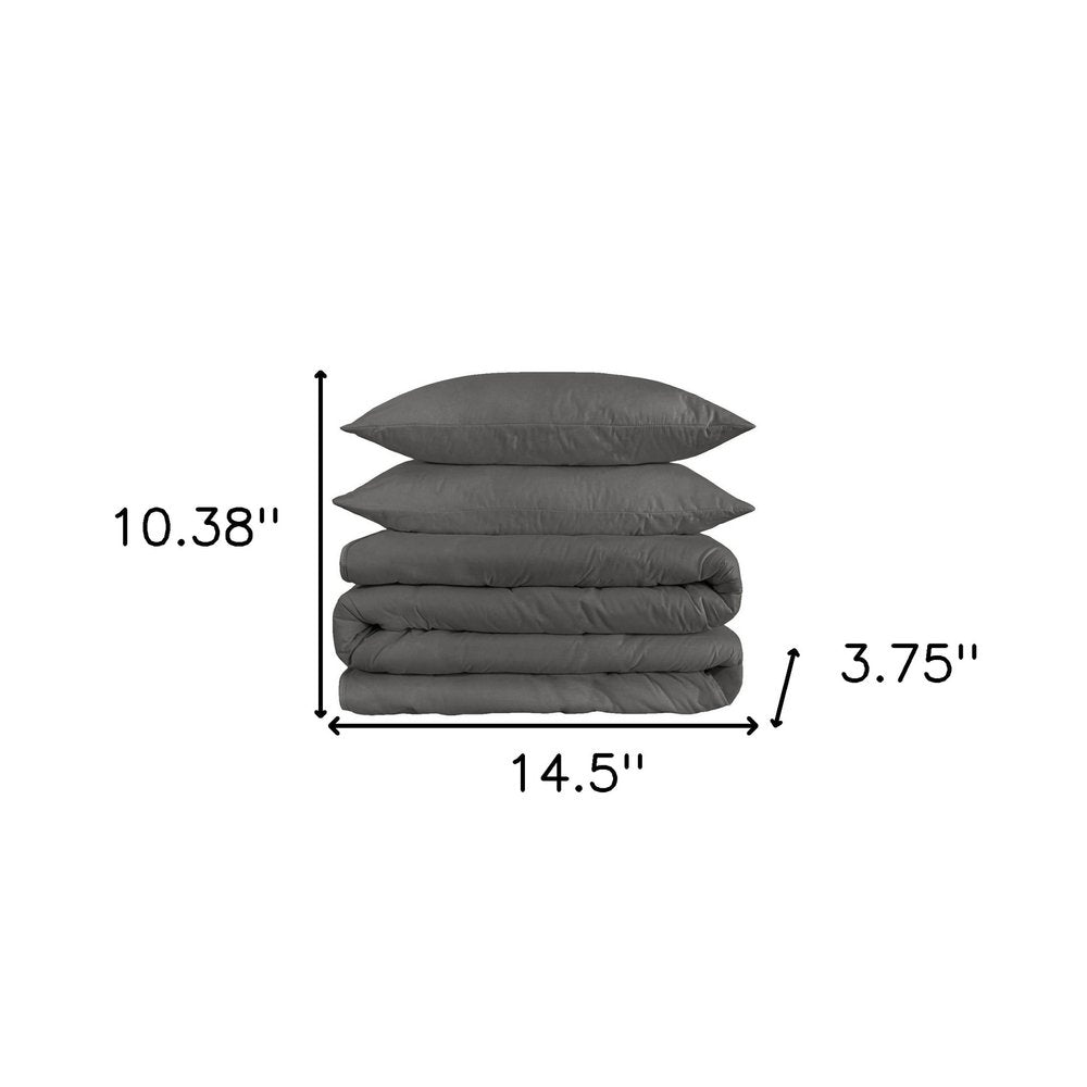 Juego de funda nórdica lavable de 1200 hilos en mezcla de algodón color carbón Queen