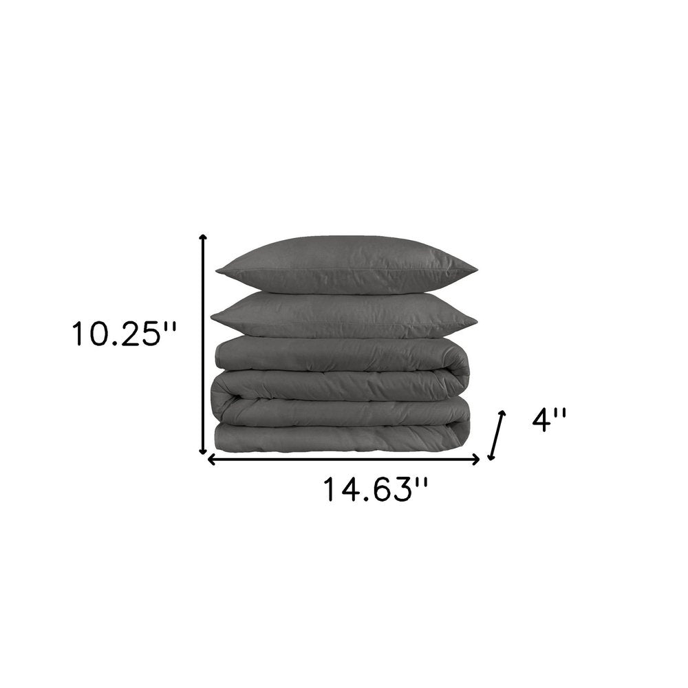 Juego de funda nórdica lavable de 1200 hilos en mezcla de algodón color carbón King