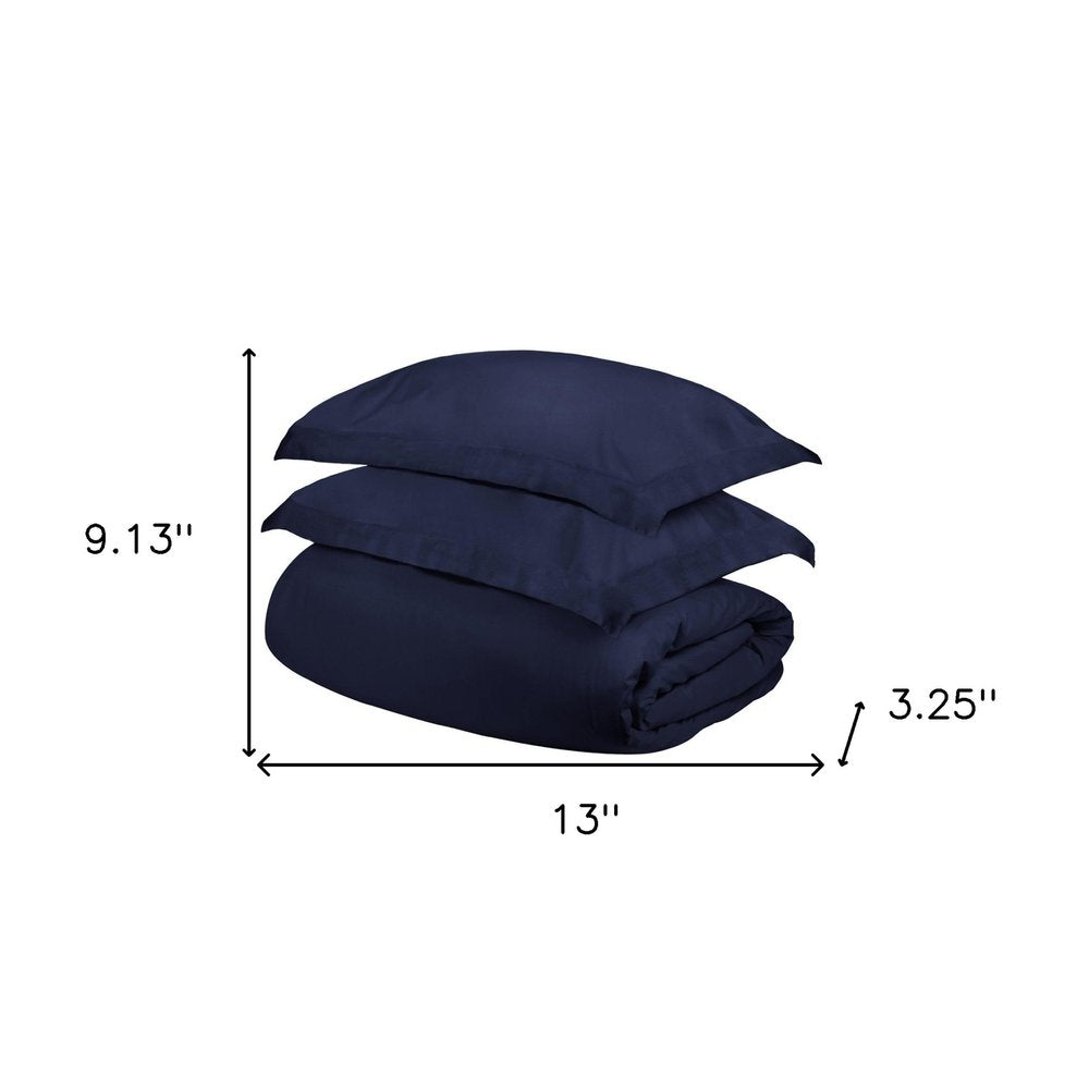 Juego de funda nórdica lavable de 400 hilos en mezcla de algodón azul marino