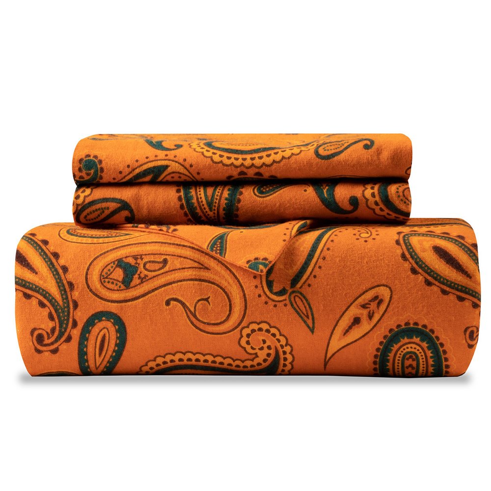 Juego de funda nórdica lavable de 0 hilos en mezcla de algodón azul y naranja Queen