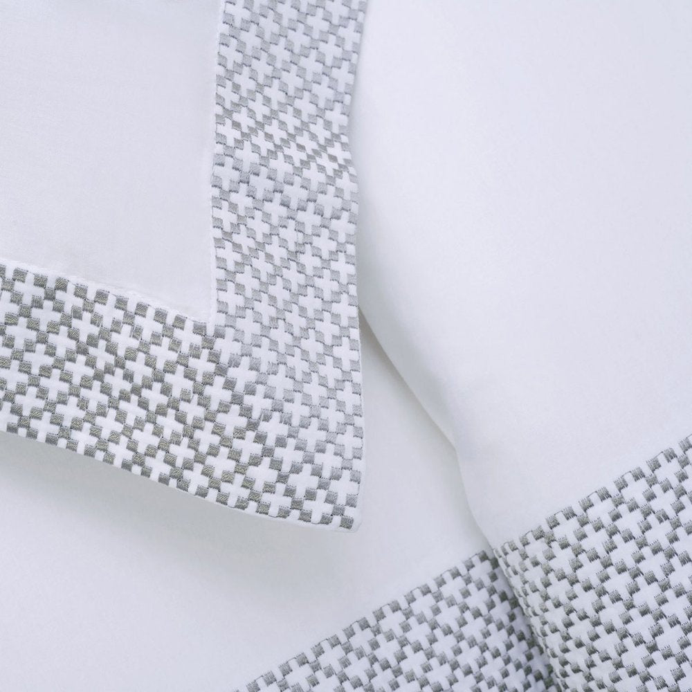 Juego de funda nórdica lavable, tamaño queen, 100 % algodón, 200 hilos, gris y blanco