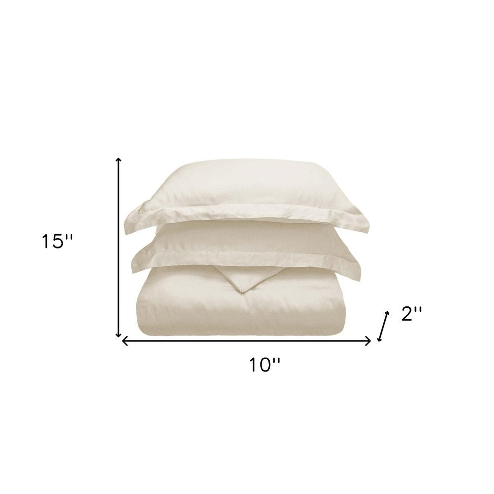 Juego de funda nórdica lavable de 300 hilos en mezcla de algodón Ivory King