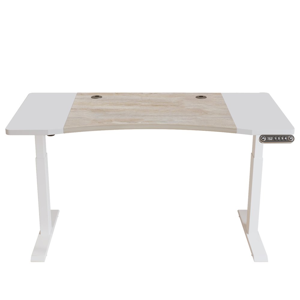 Escritorio de pie ajustable de 63" en marrón y blanco
