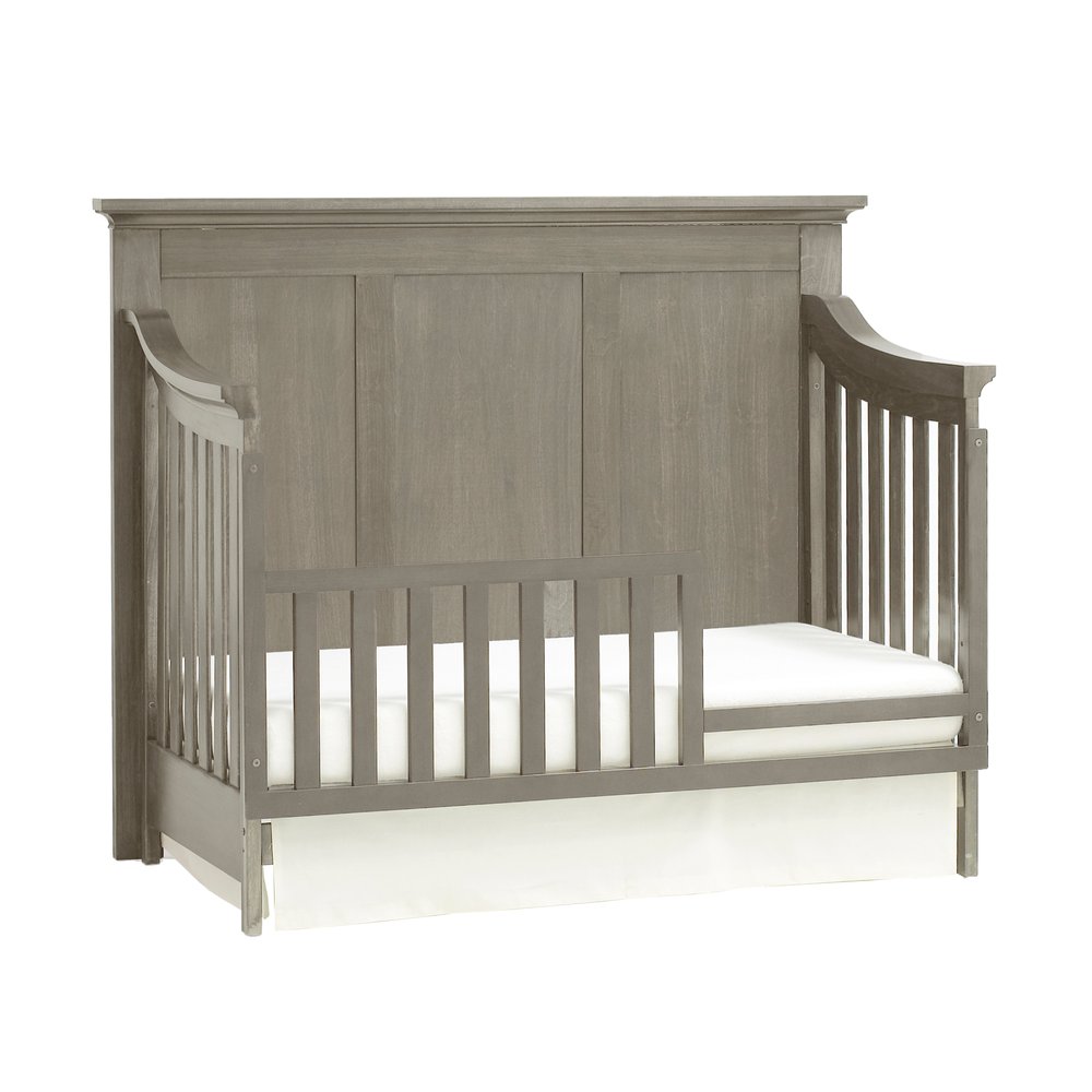 Cuna convertible cuatro en uno estándar de madera maciza y manufacturada color gris ceniza