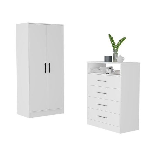 Juego de dormitorio blanco de dos piezas