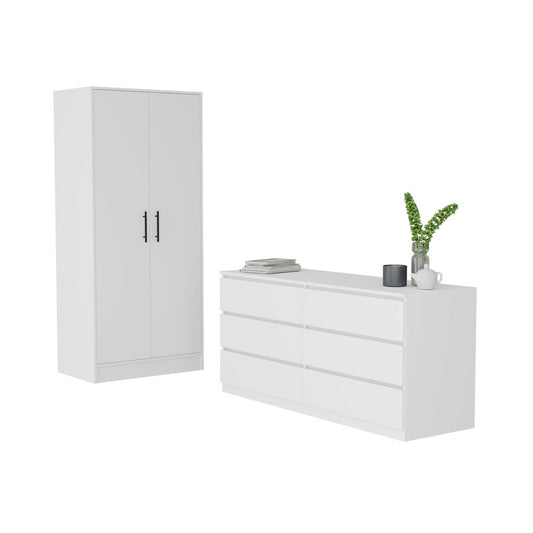 Juego de dormitorio blanco de dos piezas