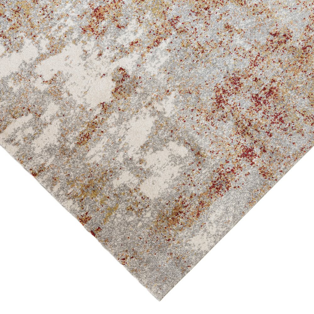 9' X 12' Ivory Red And Gray Abstract Area Rug