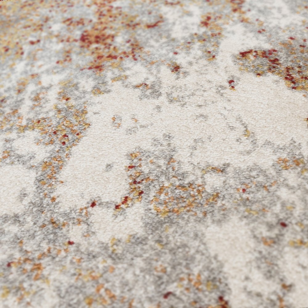 9' X 12' Ivory Red And Gray Abstract Area Rug