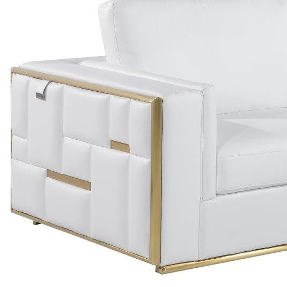 Conjunto de asientos para cinco personas en cuero de grano superior blanco