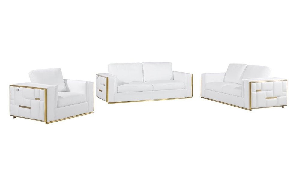 Conjunto de asientos para cinco personas en cuero de grano superior blanco