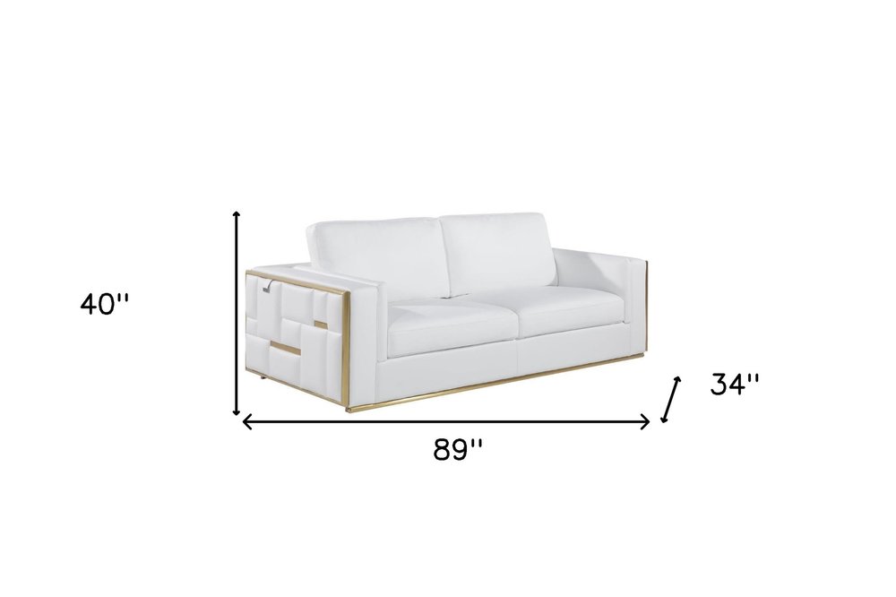 Conjunto de asientos para cinco personas en cuero de grano superior blanco
