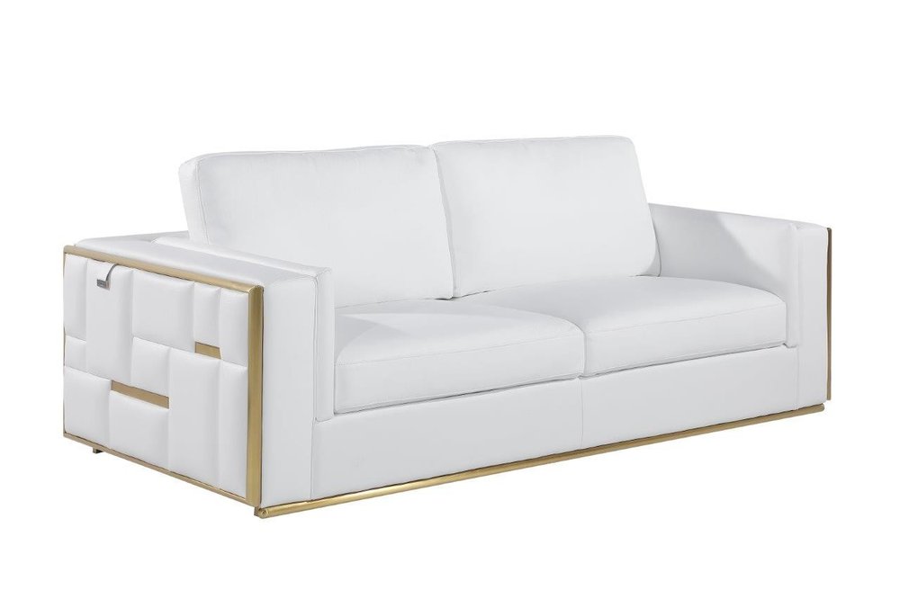 Conjunto de asientos para cinco personas en cuero de grano superior blanco