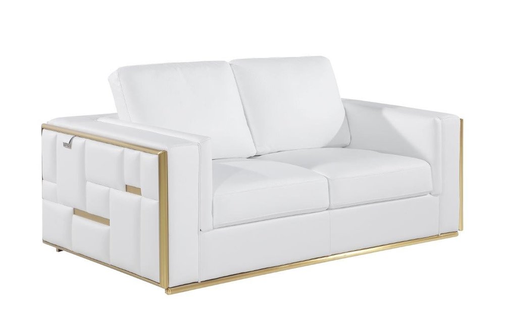 Conjunto de asientos para cinco personas en cuero de grano superior blanco