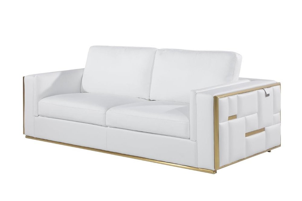 Conjunto de asientos para cinco personas de dos piezas de cuero italiano blanco