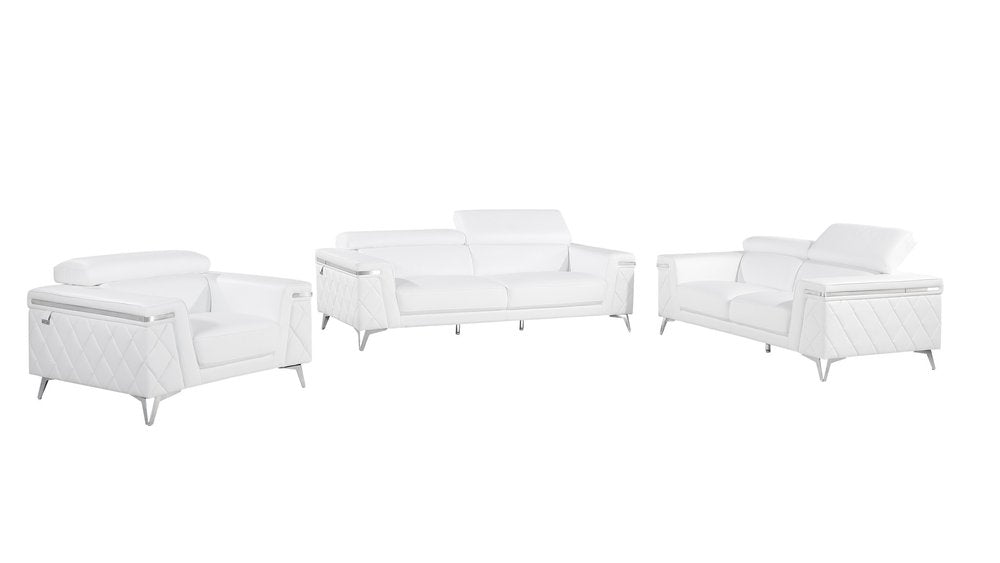 Conjunto de asientos para cinco personas en cuero de grano superior blanco